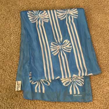 Vintage Albert Nipon Blue Silk Scarf - image 1