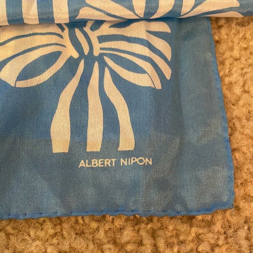 Vintage Albert Nipon Blue Silk Scarf - image 2