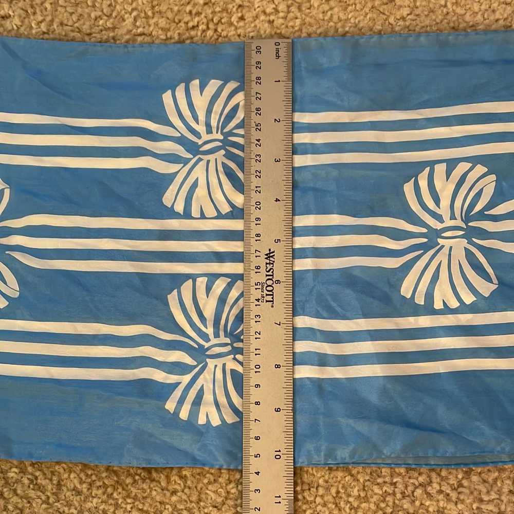 Vintage Albert Nipon Blue Silk Scarf - image 6