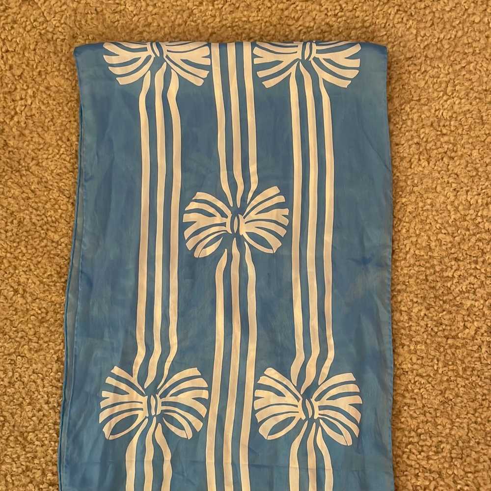 Vintage Albert Nipon Blue Silk Scarf - image 7