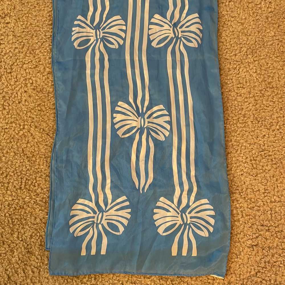 Vintage Albert Nipon Blue Silk Scarf - image 8