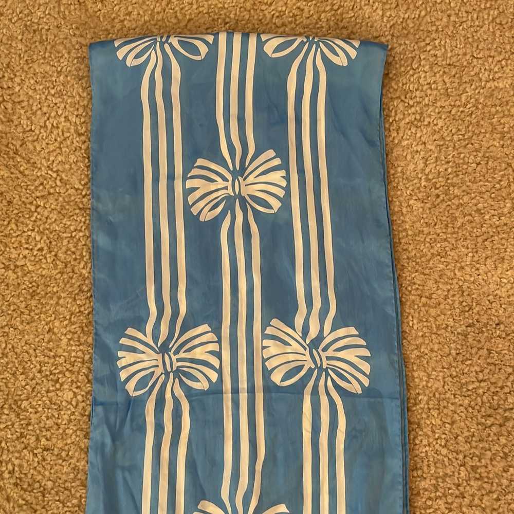 Vintage Albert Nipon Blue Silk Scarf - image 9