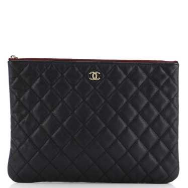 CHANEL O Case Clutch Quilted Caviar Medium