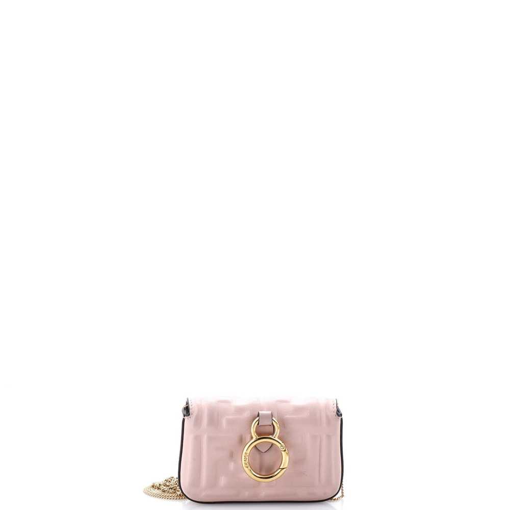 FENDI Chain Baguette Charm Bag Zucca Embossed Lea… - image 3