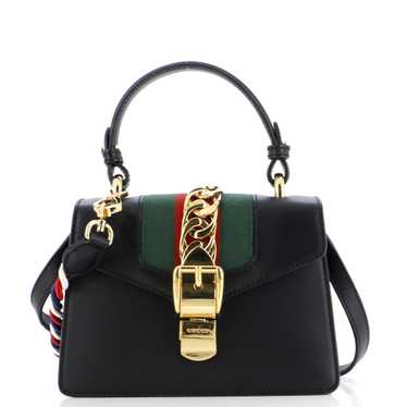 GUCCI Sylvie Top Handle Bag Leather Mini