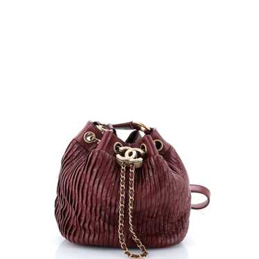 CHANEL Coco Pleats Drawstring Bag Pleated Crumpled