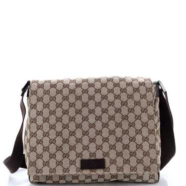 GUCCI Flap Messenger Bag GG Canvas Medium