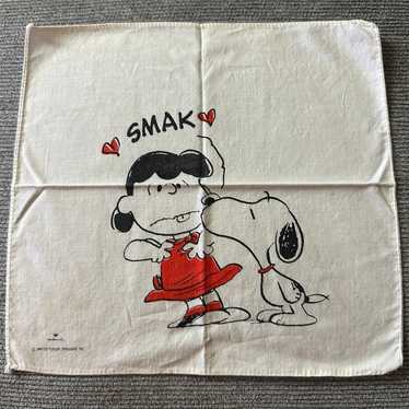 Vintage Peanuts Snoopy kissing Lucy Handkerchief - image 1