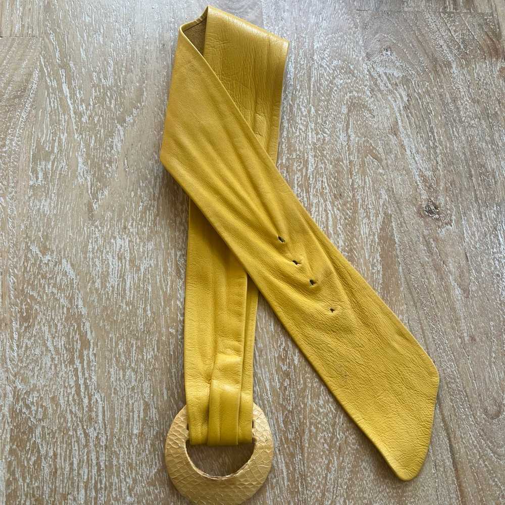 Vintage 1970’s Anne Klein Wide Yellow Leather Belt - image 1