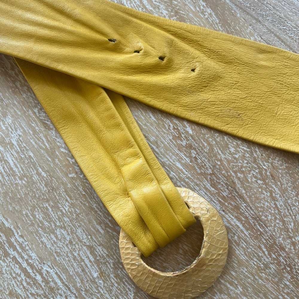 Vintage 1970’s Anne Klein Wide Yellow Leather Belt - image 2