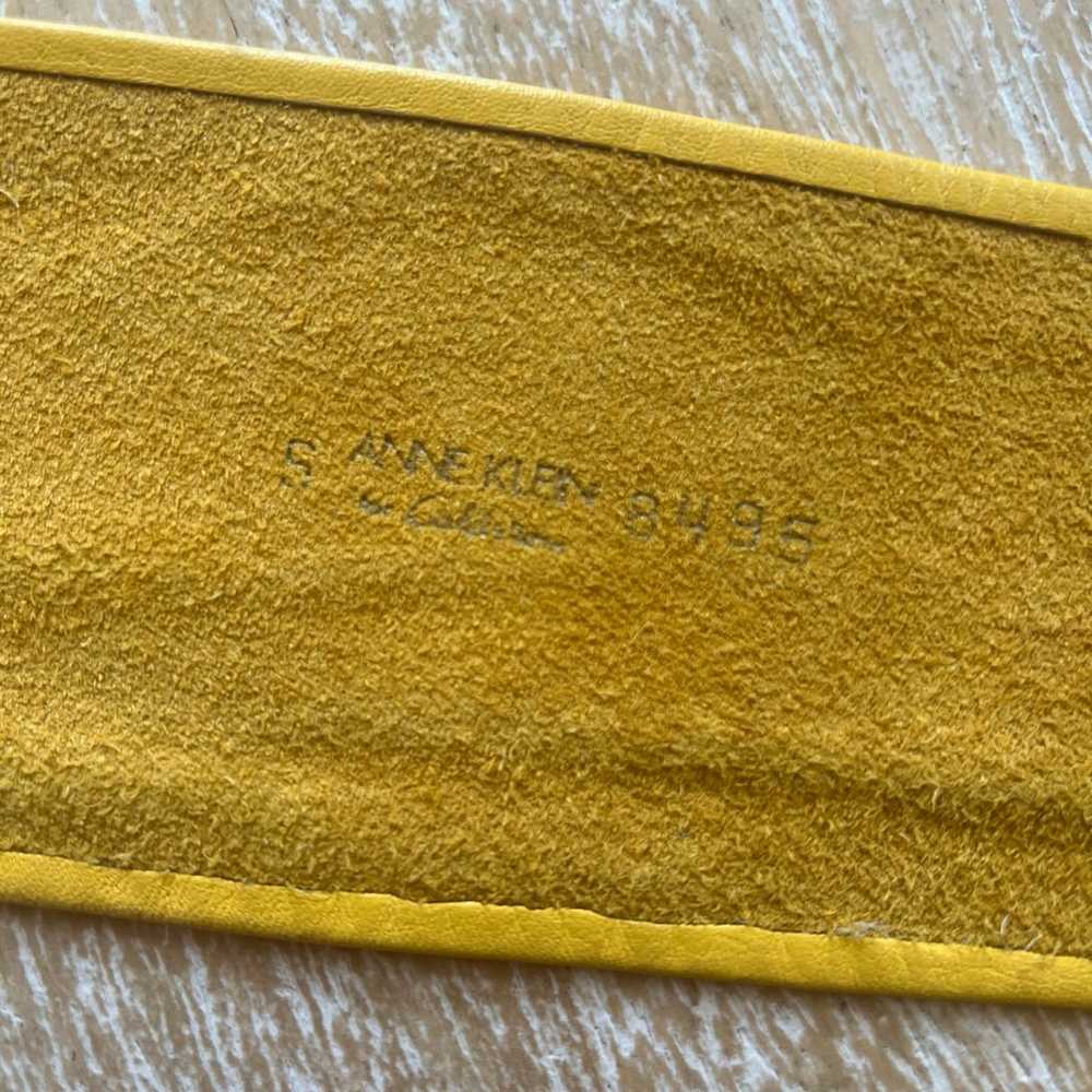 Vintage 1970’s Anne Klein Wide Yellow Leather Belt - image 4