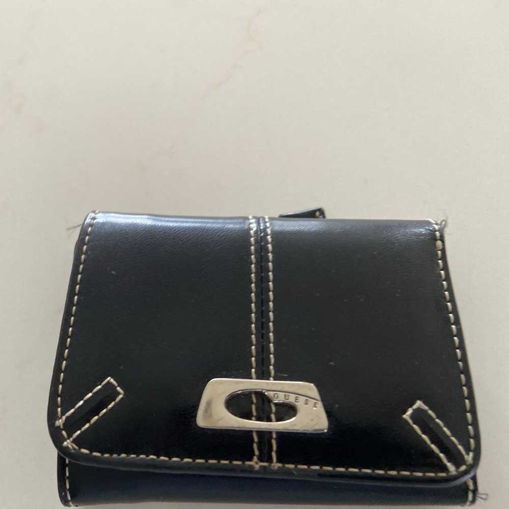 Vintage Guess black Leather Womens or Men Bifold … - image 1