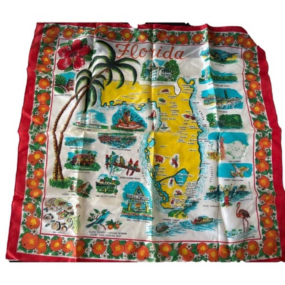 Vintage Florida Map Oranges Scarf 100% Rayon Made… - image 1