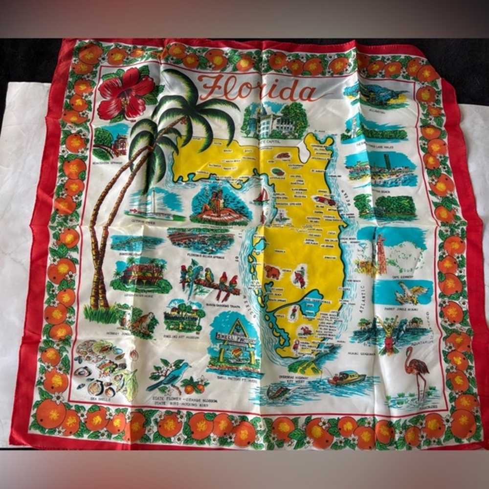 Vintage Florida Map Oranges Scarf 100% Rayon Made… - image 2