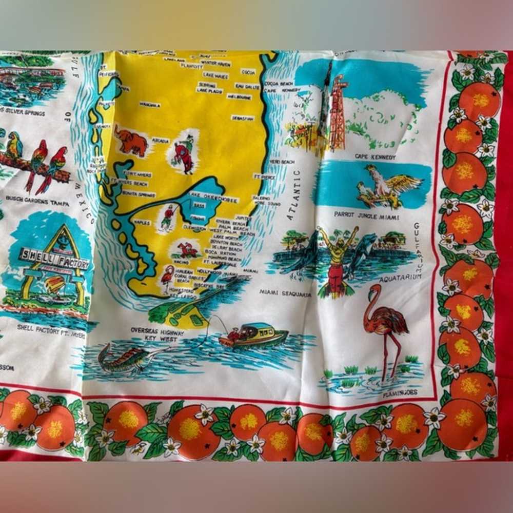 Vintage Florida Map Oranges Scarf 100% Rayon Made… - image 3