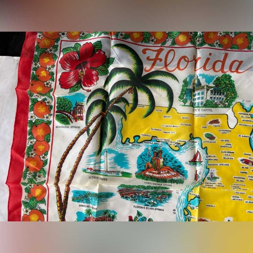 Vintage Florida Map Oranges Scarf 100% Rayon Made… - image 4