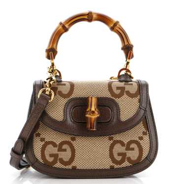 GUCCI Bamboo 1947 Top Handle Bag Jumbo GG Canvas M