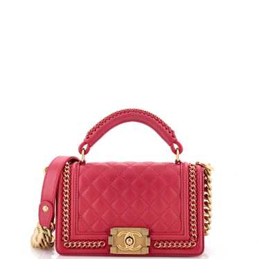 CHANEL Chain Handle Boy Flap Bag Quilted Calfskin 