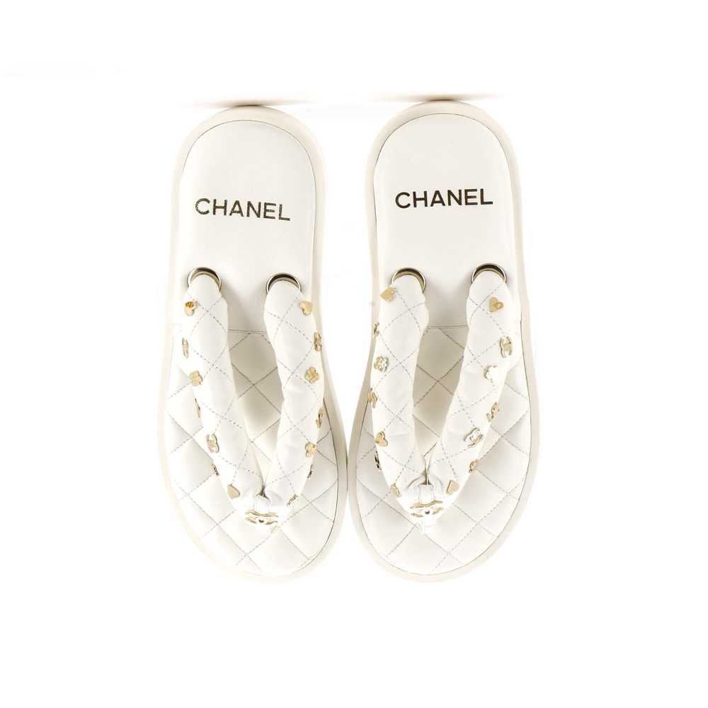 CHANEL Women's Charm Padded Thong Sandals Quilted… - image 2