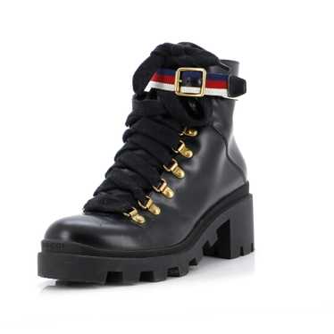 GUCCI Women's Heeled Lace Up Combat Ankle Boots L… - image 1