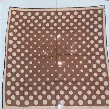 Vtg brown chiffon scarf with polka dots - image 1