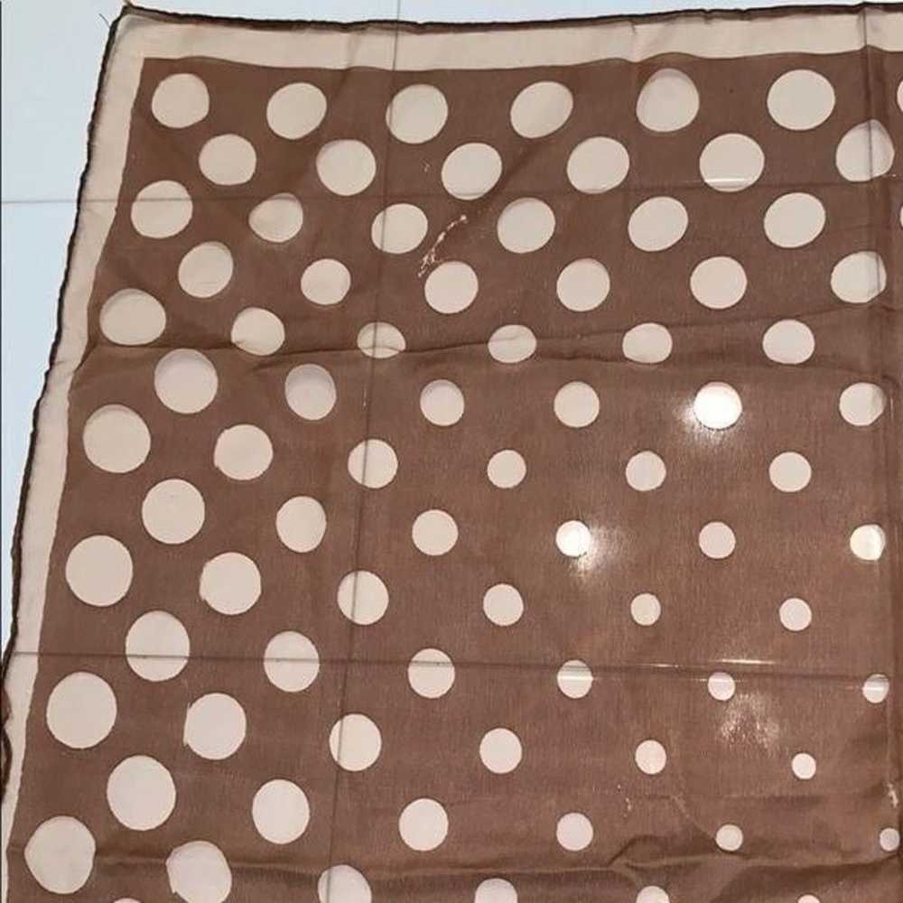 Vtg brown chiffon scarf with polka dots - image 2