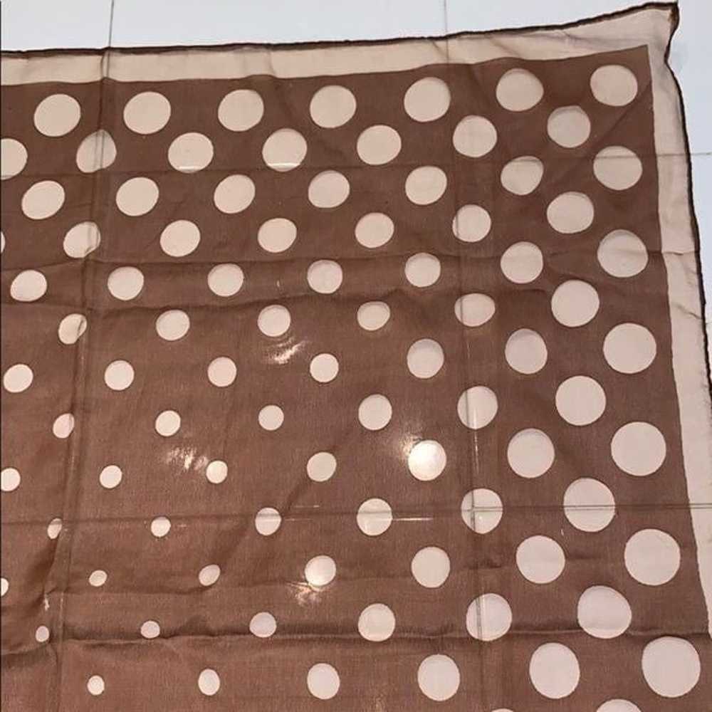 Vtg brown chiffon scarf with polka dots - image 3