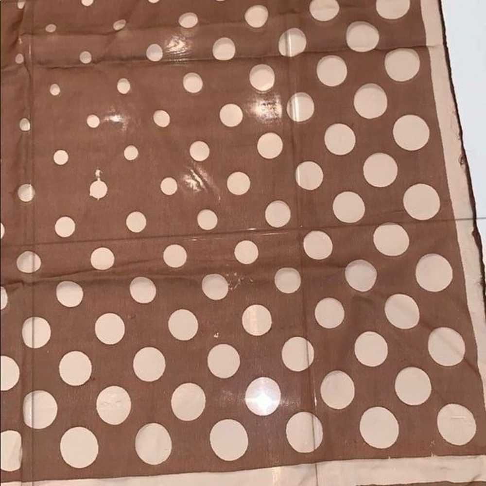 Vtg brown chiffon scarf with polka dots - image 5