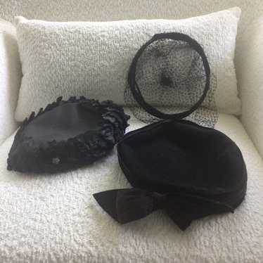 3 Vintage Ladies Black Hats