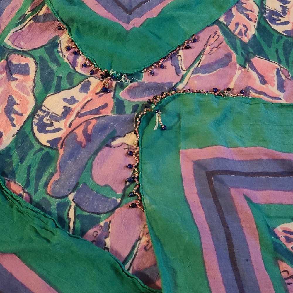 Anokhi Vintage Pastel Beaded Scarf - image 2