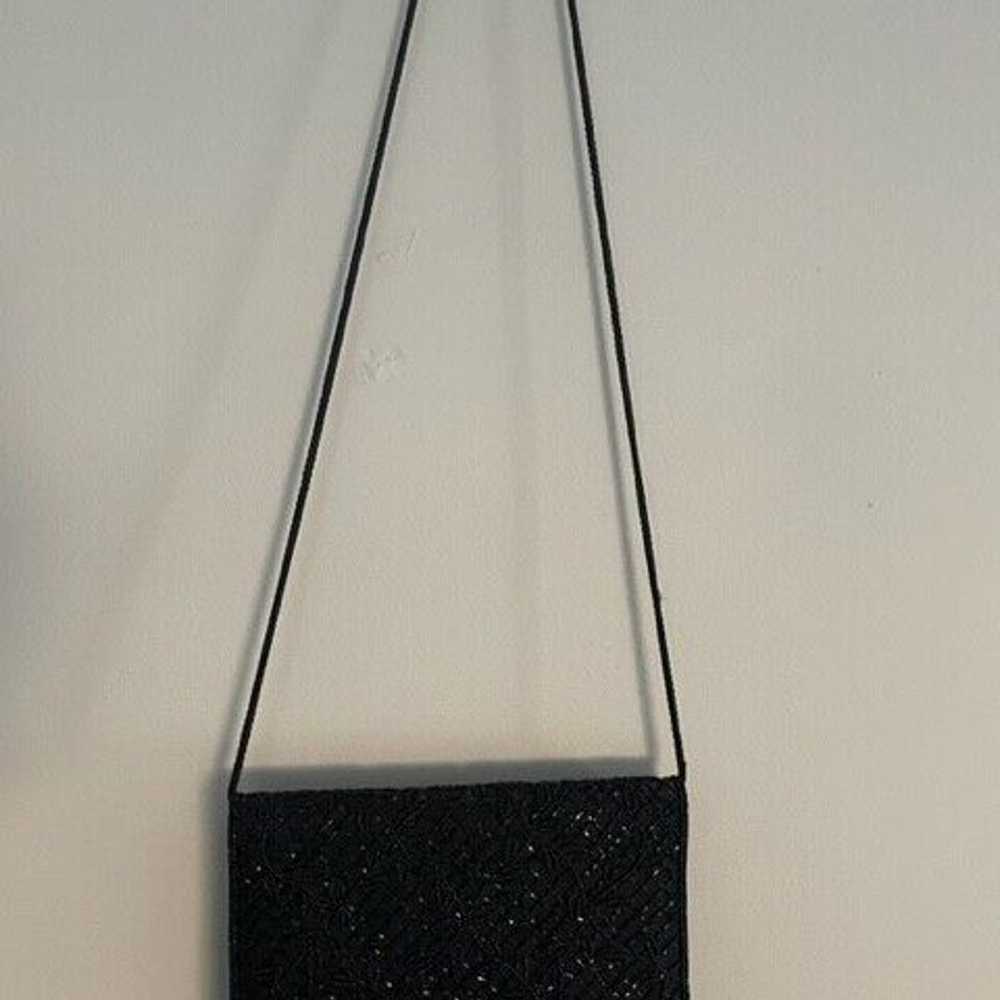 Vintage Valerie Stevens Black Satin Beaded Envelo… - image 2