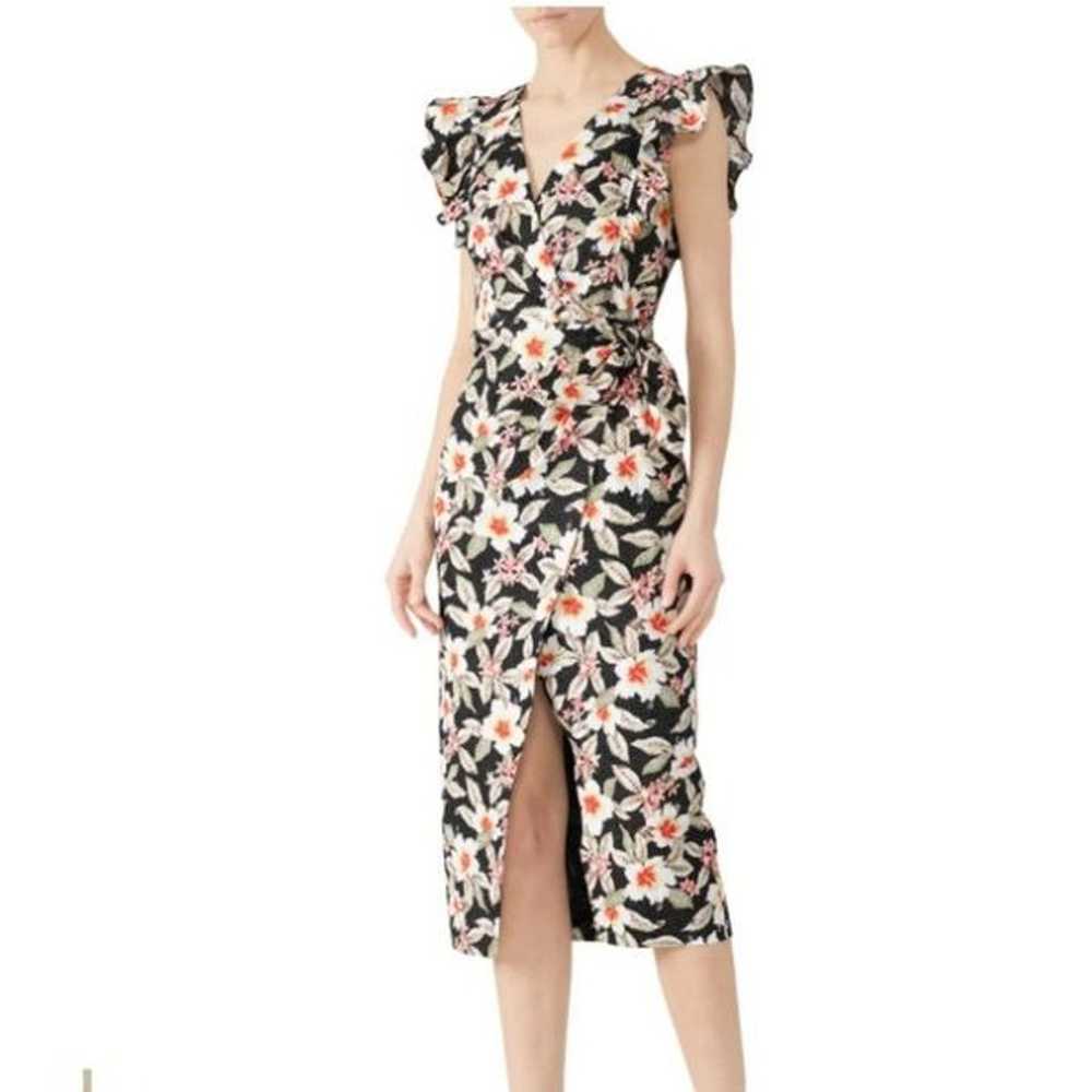 Rebecca Taylor Black Kamea Linen Blend Wrap Dress… - image 1