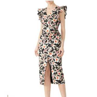 Rebecca Taylor Black Kamea Linen Blend Wrap Dress… - image 1