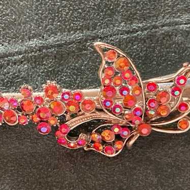 VINTAGE PINK SEQUINS AND FILIGREE FLORAL HAIR CLIP - image 1