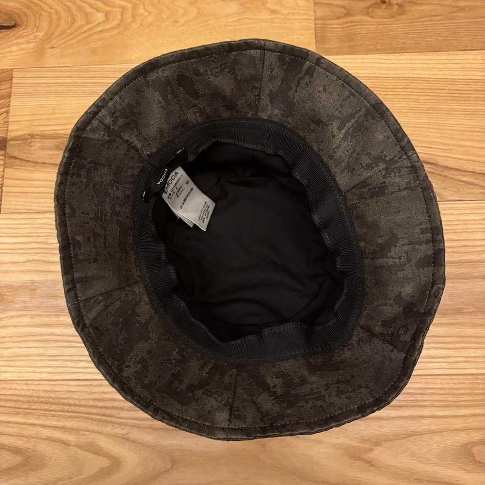 EMODA Vegan Leather Bucket Hat Black Gray - image 5