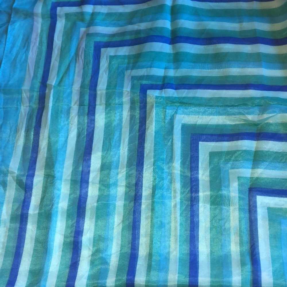 Vintage Blue Teal Stripes Semi Sheer Retro Boho S… - image 2