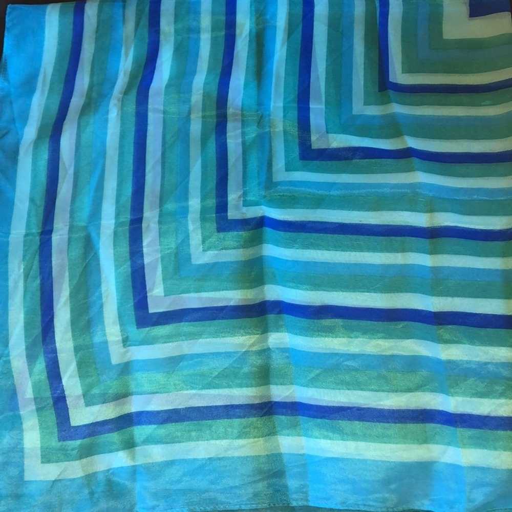 Vintage Blue Teal Stripes Semi Sheer Retro Boho S… - image 3