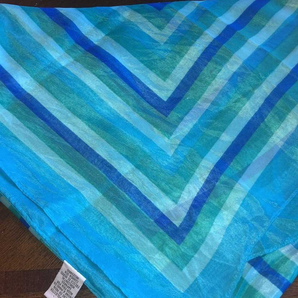 Vintage Blue Teal Stripes Semi Sheer Retro Boho S… - image 5