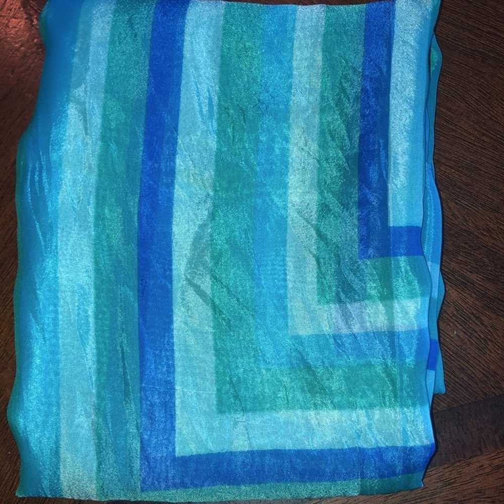 Vintage Blue Teal Stripes Semi Sheer Retro Boho S… - image 6