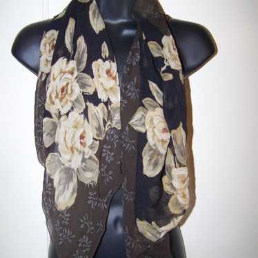 Vintage Echo Silk Scarf Floral Square Wrap - image 1