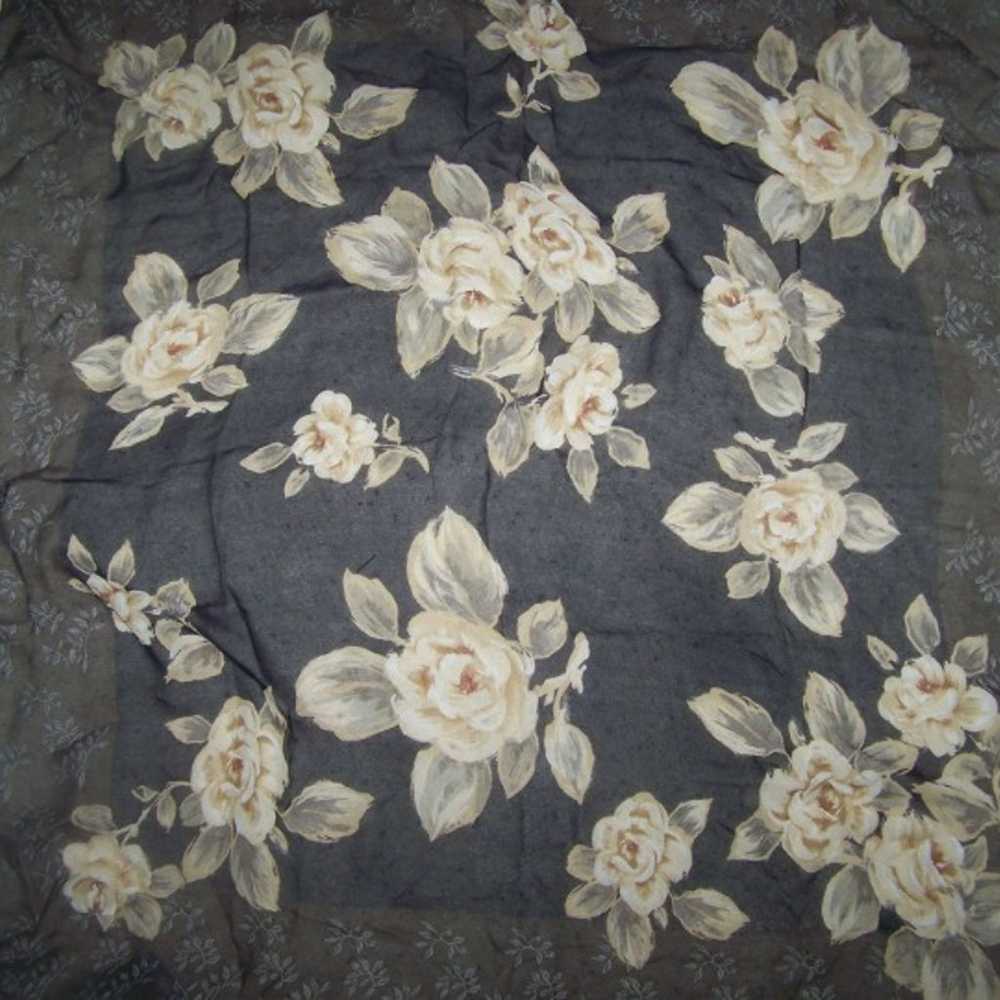 Vintage Echo Silk Scarf Floral Square Wrap - image 2