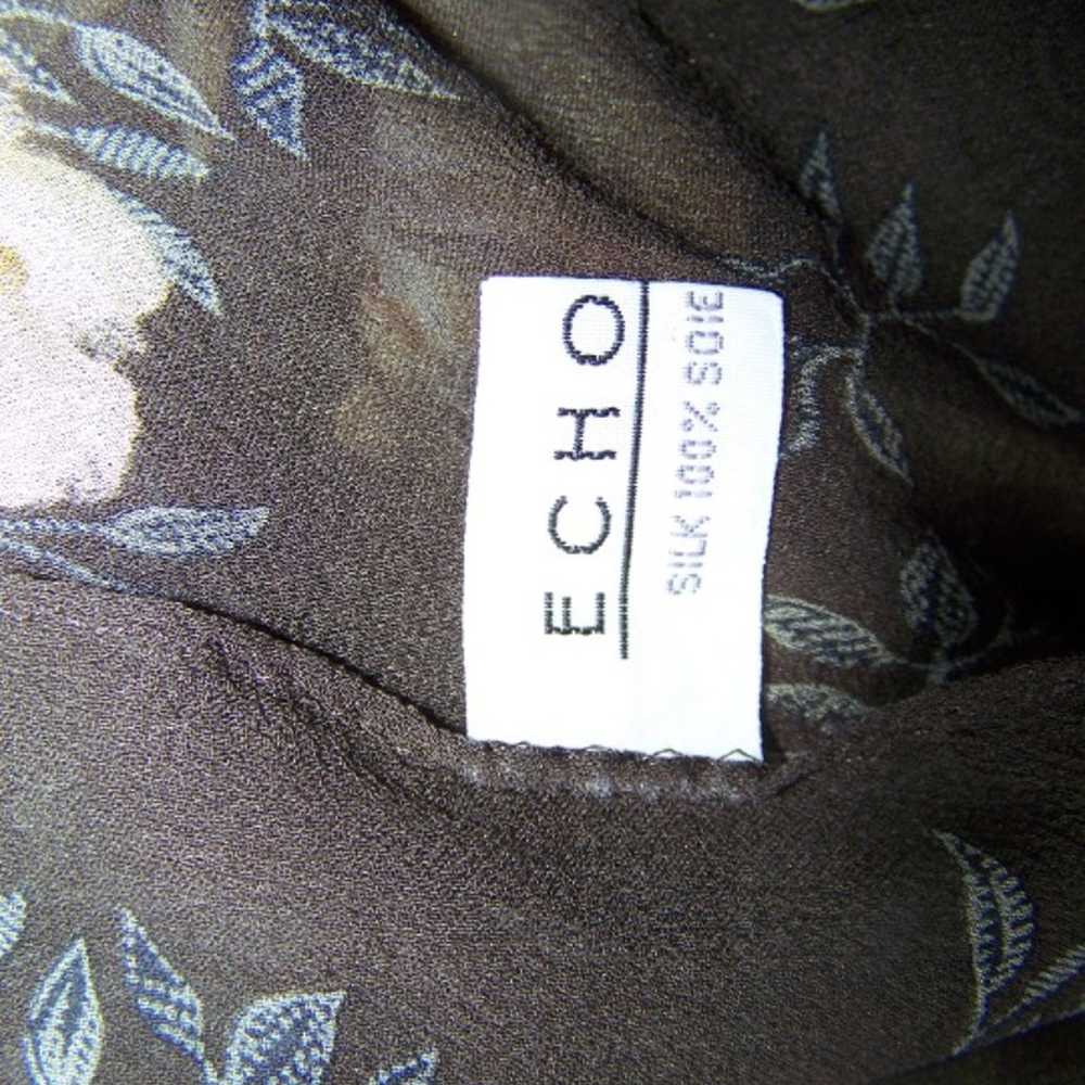 Vintage Echo Silk Scarf Floral Square Wrap - image 4