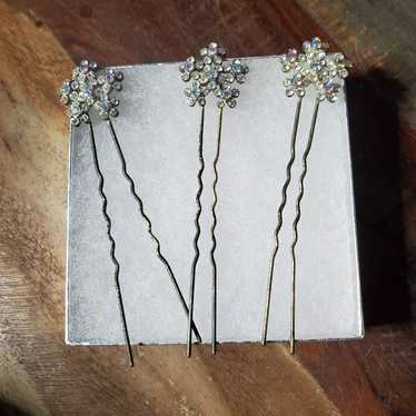 3 Vintage Austrian Crystal Hairpins - image 1