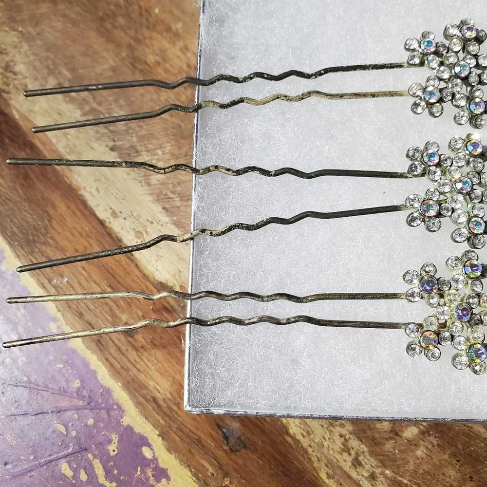 3 Vintage Austrian Crystal Hairpins - image 6