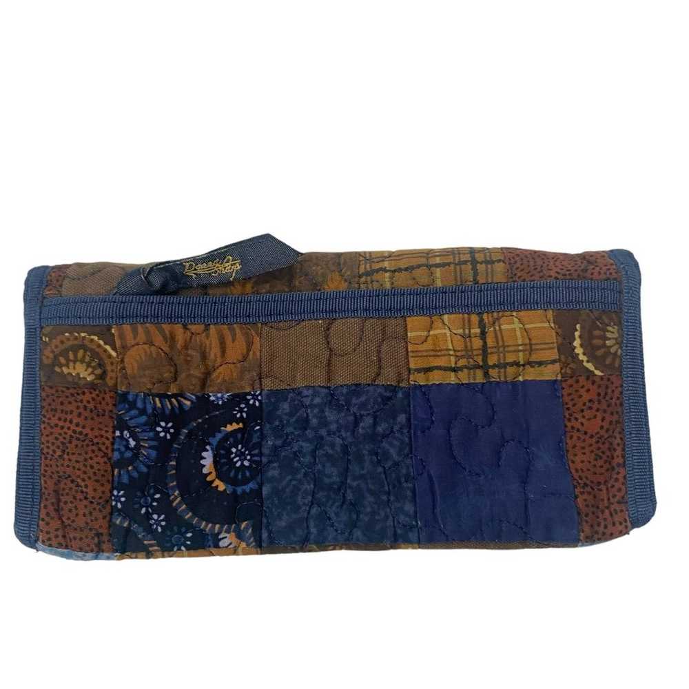 Vintage Boho quilted patchwork blue+ brown wallet - image 3