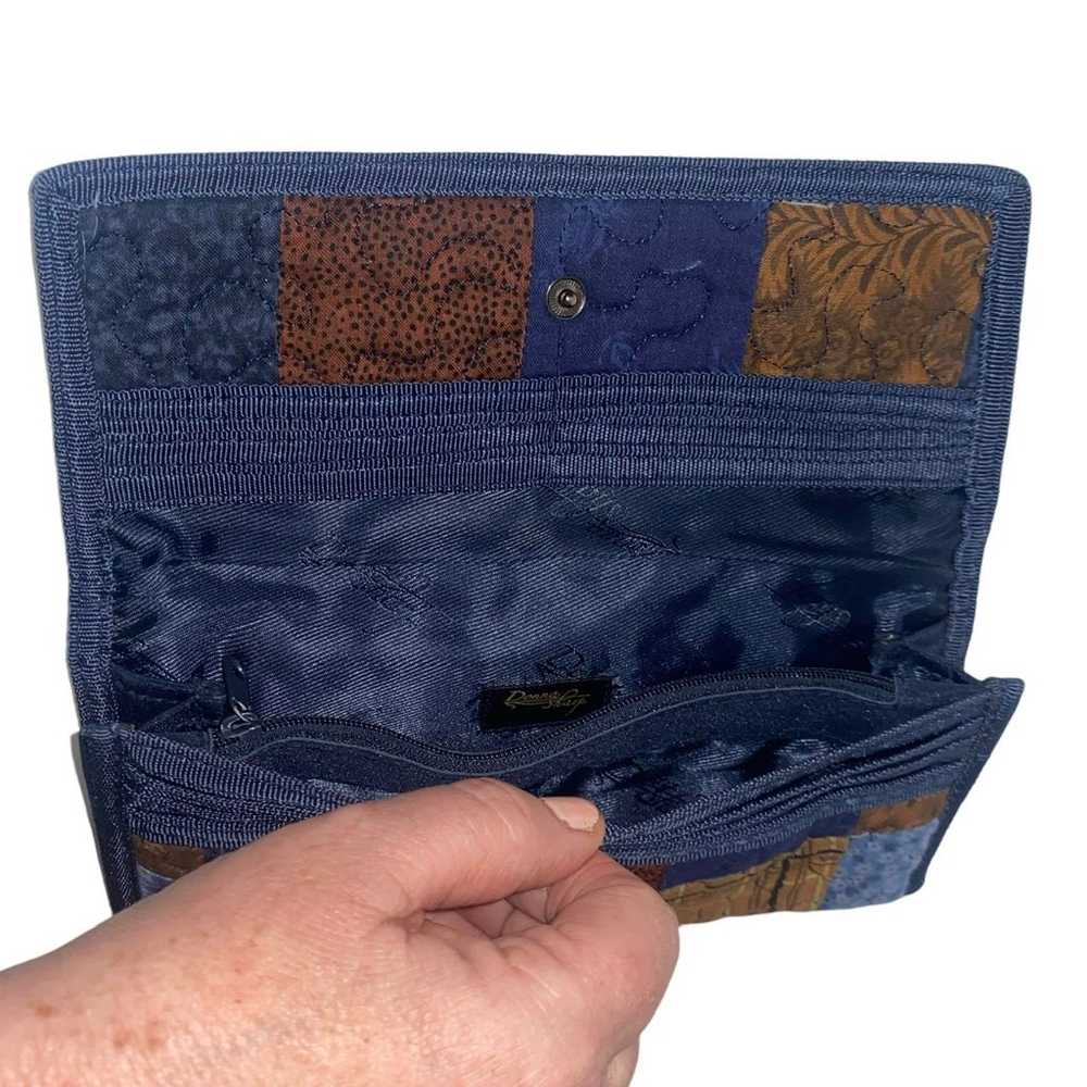 Vintage Boho quilted patchwork blue+ brown wallet - image 4