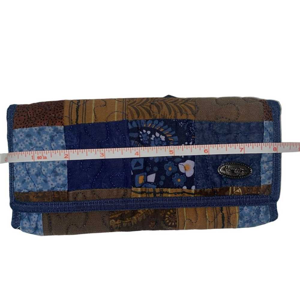 Vintage Boho quilted patchwork blue+ brown wallet - image 5