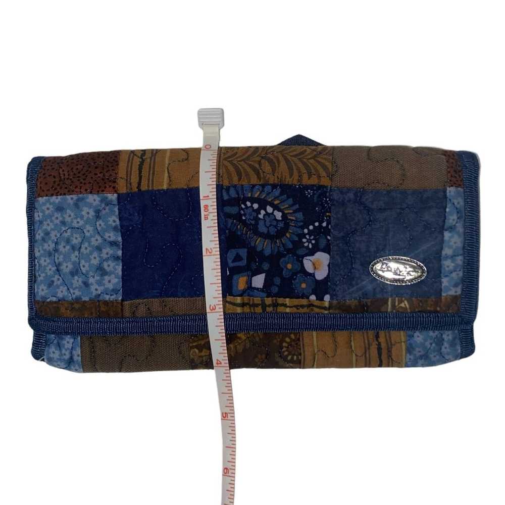 Vintage Boho quilted patchwork blue+ brown wallet - image 6