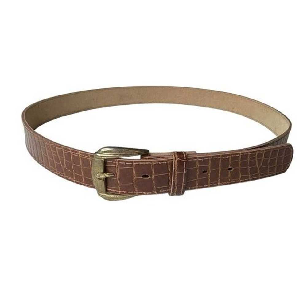 Vintage Preppy Leather "Reptile" Belt, Brown - image 1