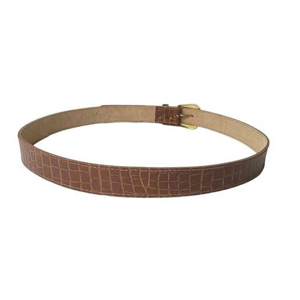 Vintage Preppy Leather "Reptile" Belt, Brown - image 2